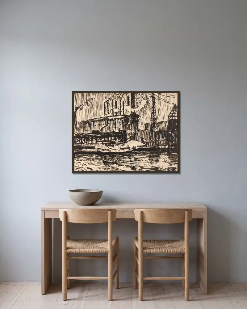 Schuylkill Nr. 5 von Henry Lyman Saÿen gerahmt an einer Wand