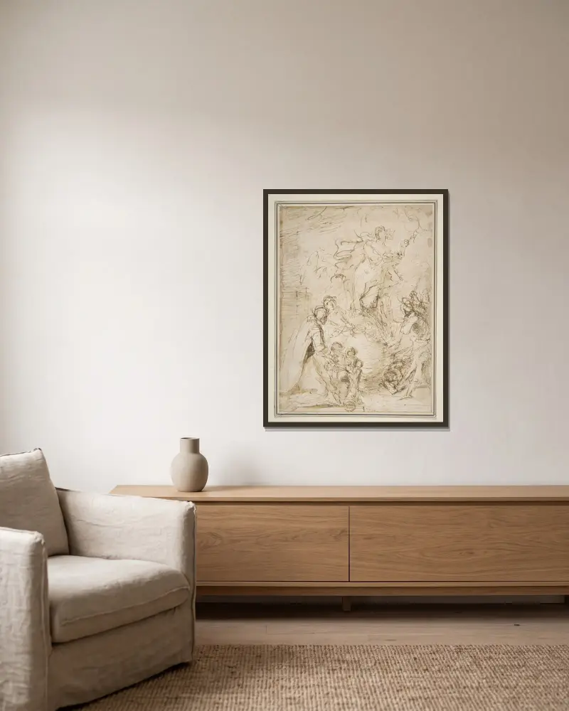 Eine Erscheinung von Salvator Rosa gerahmt an einer Wand
