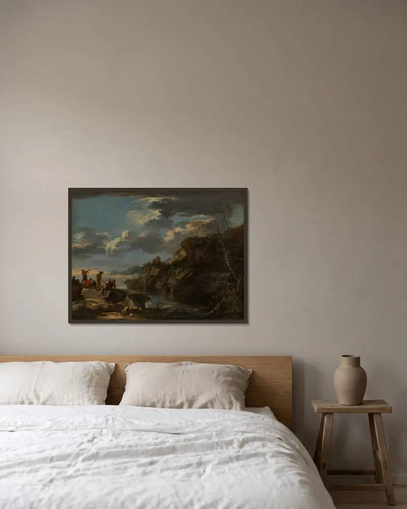 Rozbójnicy na skalistym wybrzeżu, Salvator Rosa w ramie na ścianie