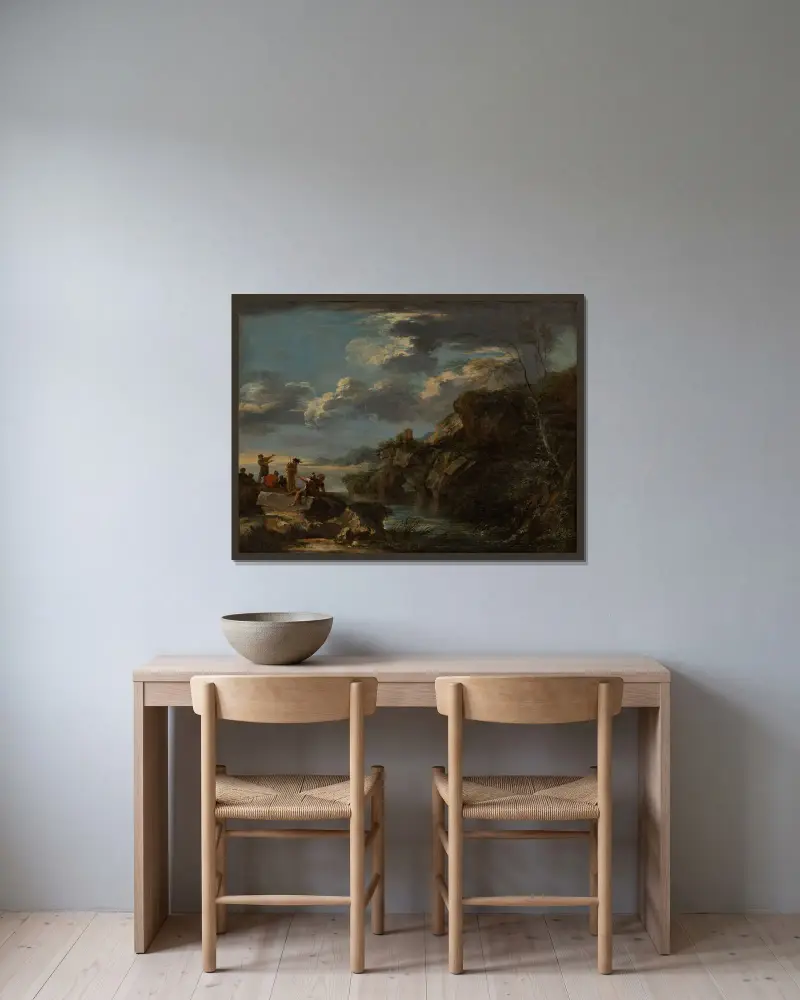 Rozbójnicy na skalistym wybrzeżu, Salvator Rosa w ramie na ścianie