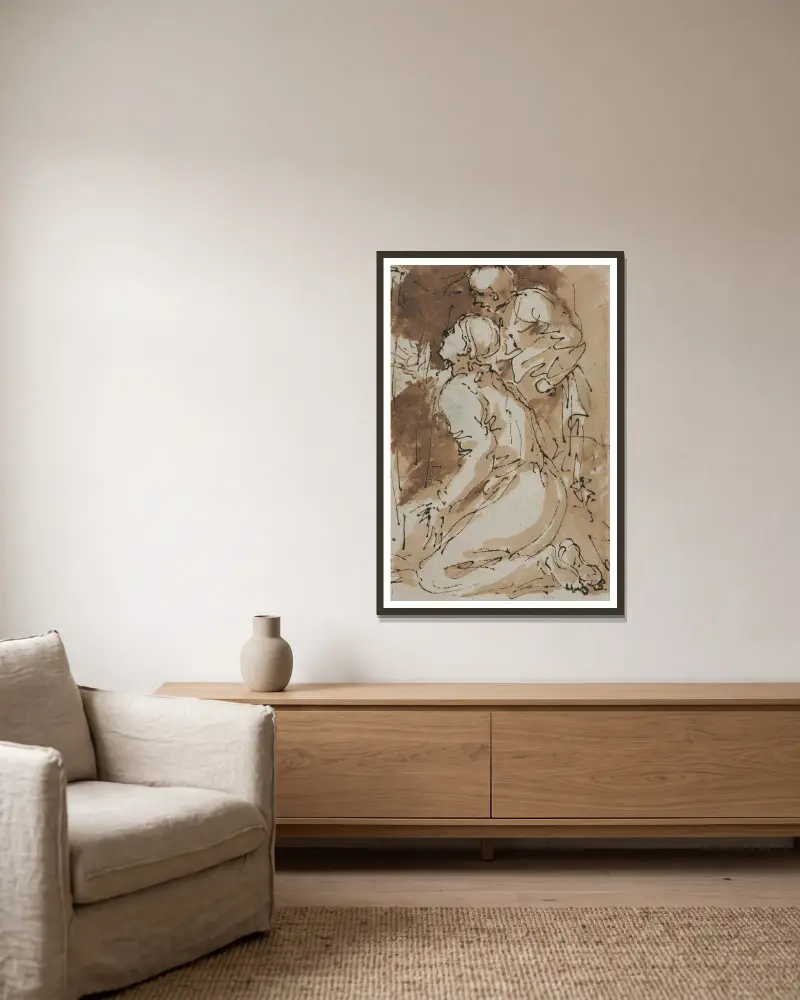 Figurenstudien, 1640 – Nr. 1 von Salvator Rosa gerahmt an einer Wand