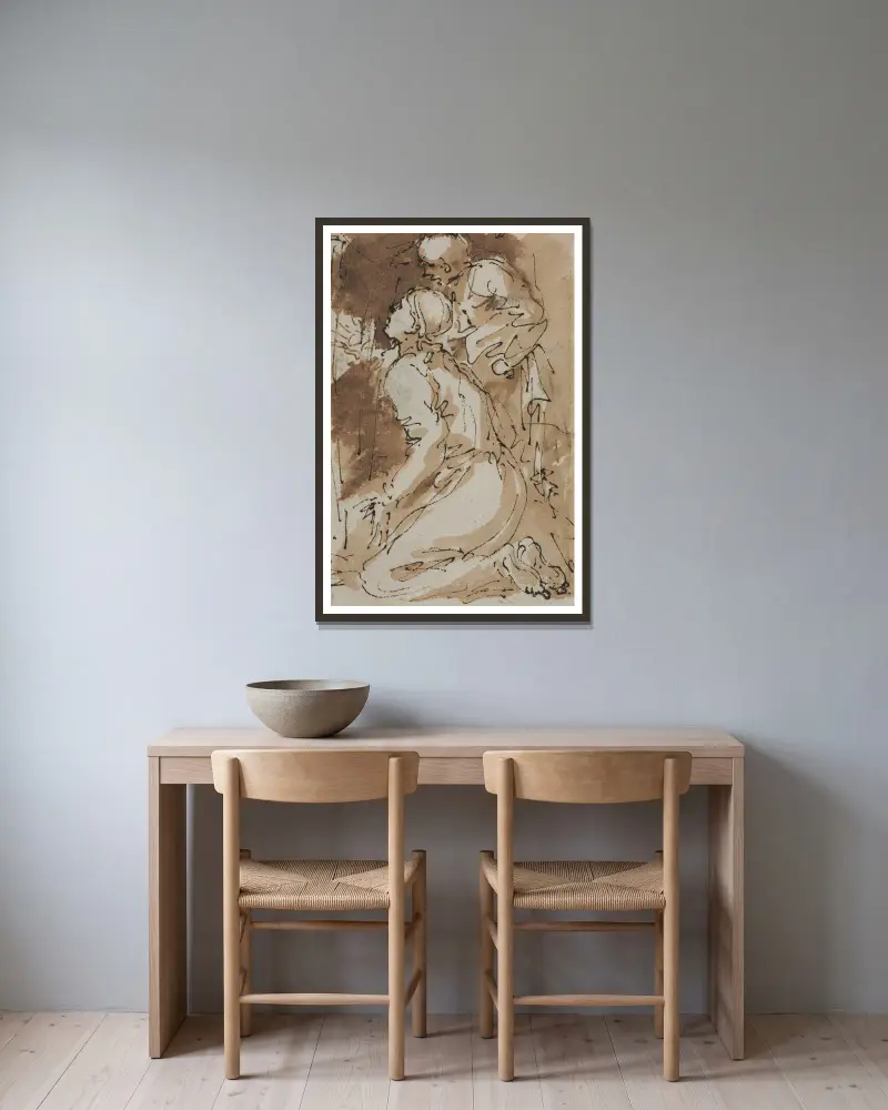 Figurenstudien, 1640 – Nr. 1 von Salvator Rosa gerahmt an einer Wand