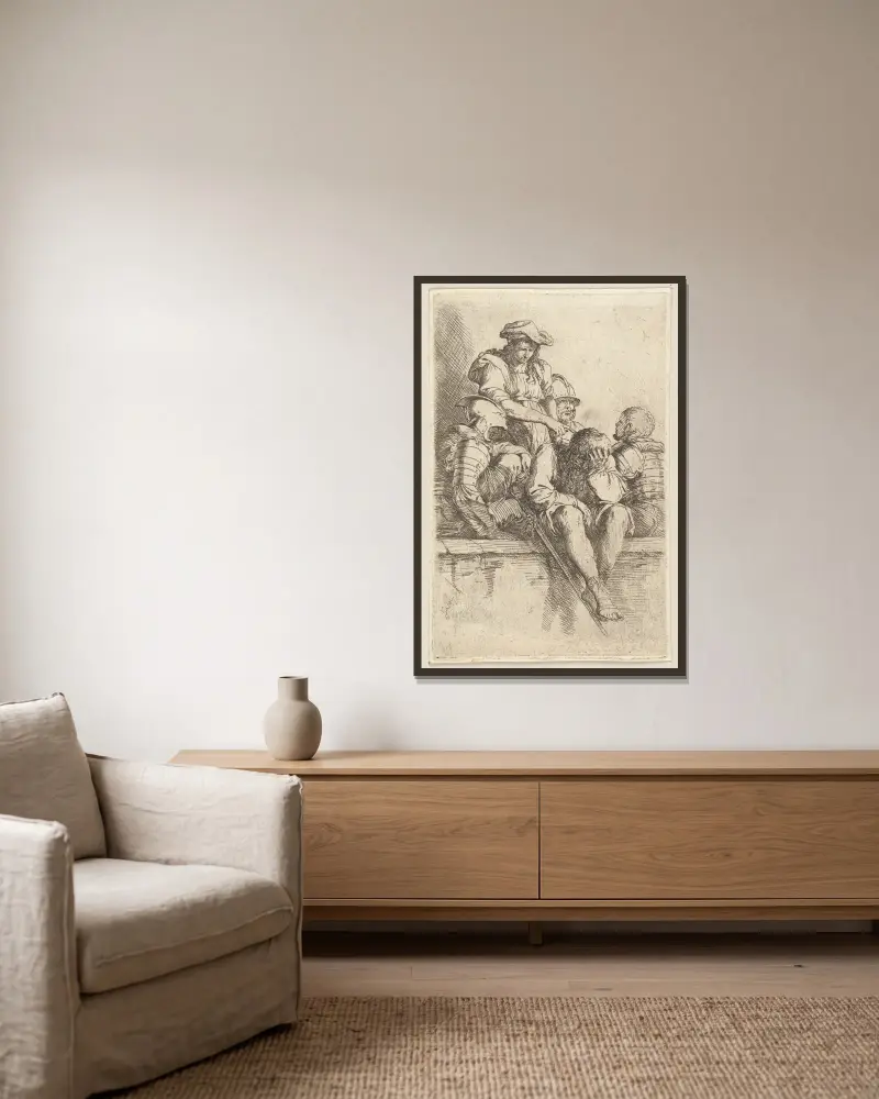 Pięciu żołnierzy, Salvator Rosa w ramie na ścianie