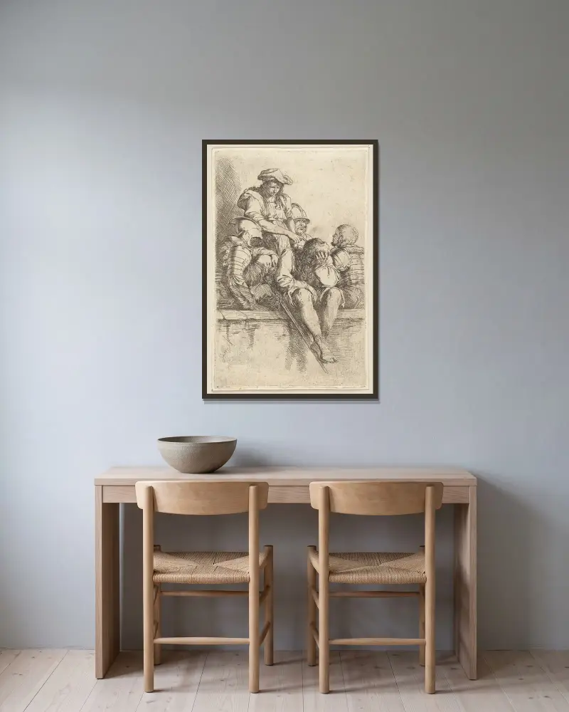 Pięciu żołnierzy, Salvator Rosa w ramie na ścianie