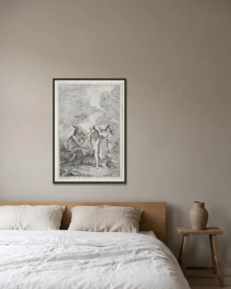 Glaucus und Skylla von Salvator Rosa gerahmt an einer Wand