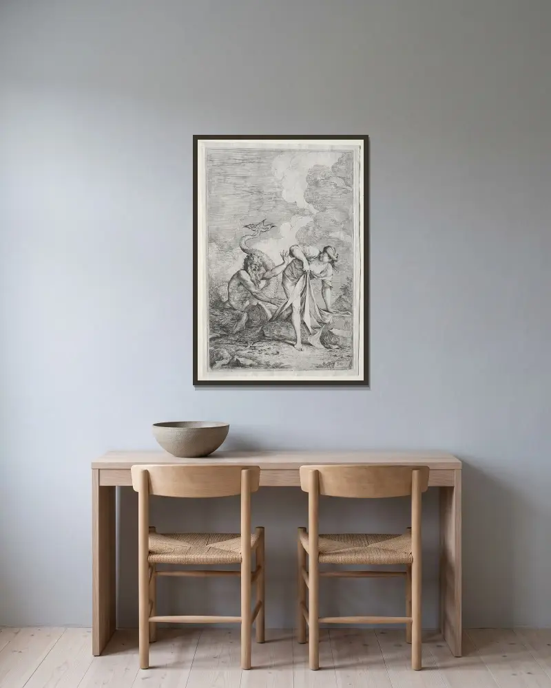 Glaucus und Skylla von Salvator Rosa gerahmt an einer Wand