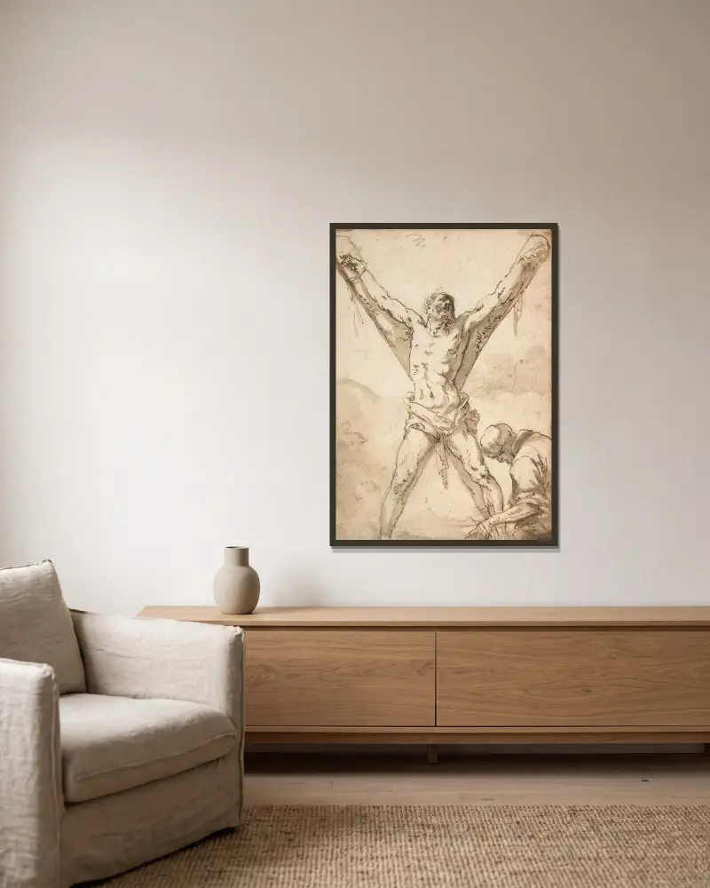 Martyrium des heiligen Andreas von Salvator Rosa gerahmt an einer Wand