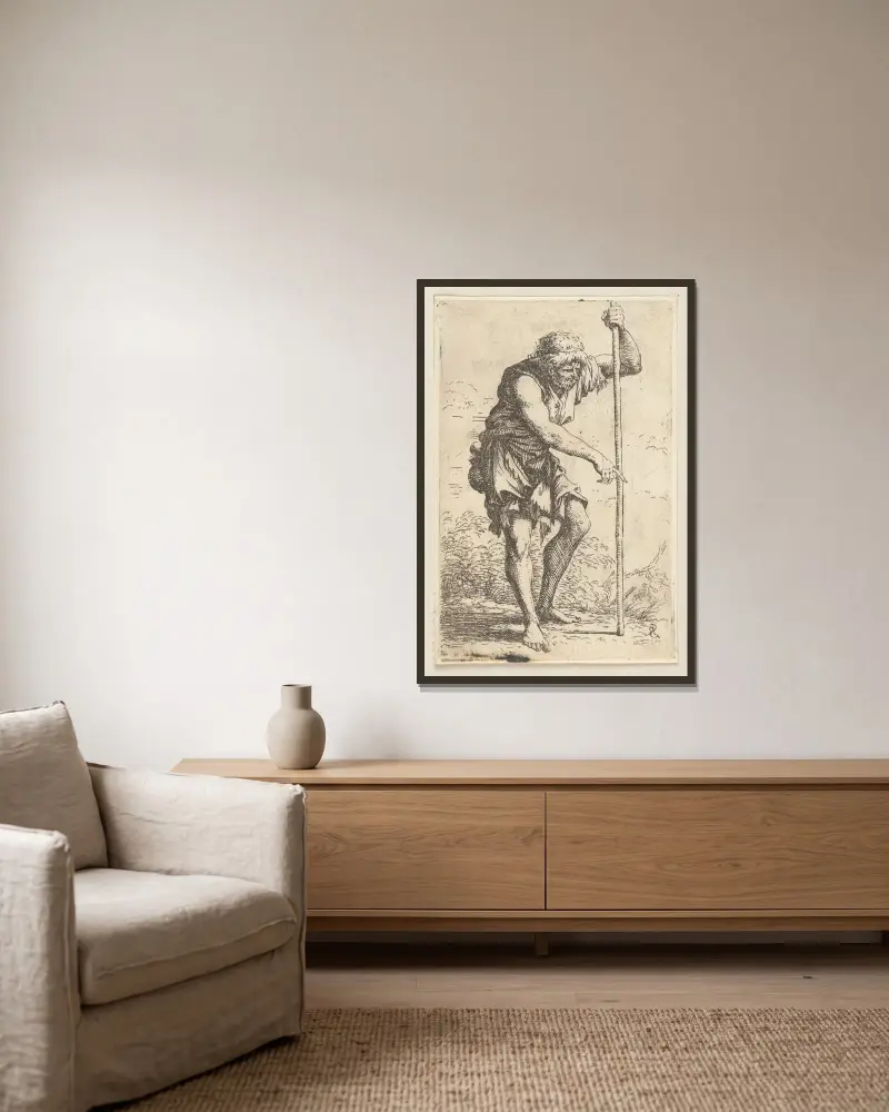 Sedlák s holí, Salvator Rosa v rámu na stěně