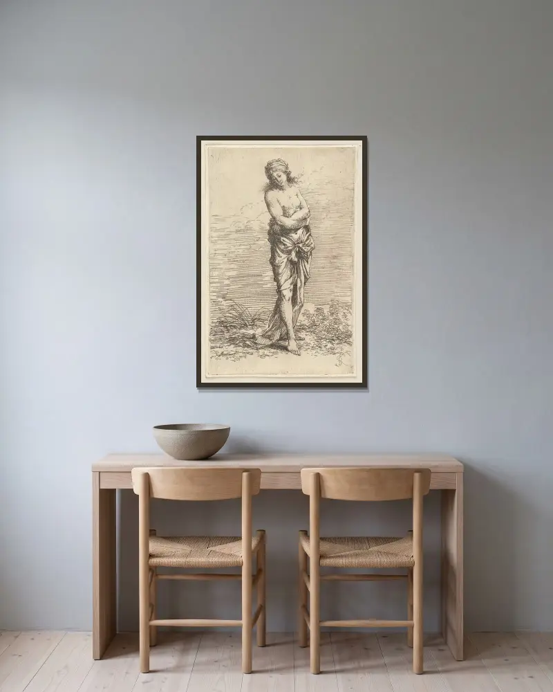 Halbaktige Figur, nach rechts gehend von Salvator Rosa gerahmt an einer Wand