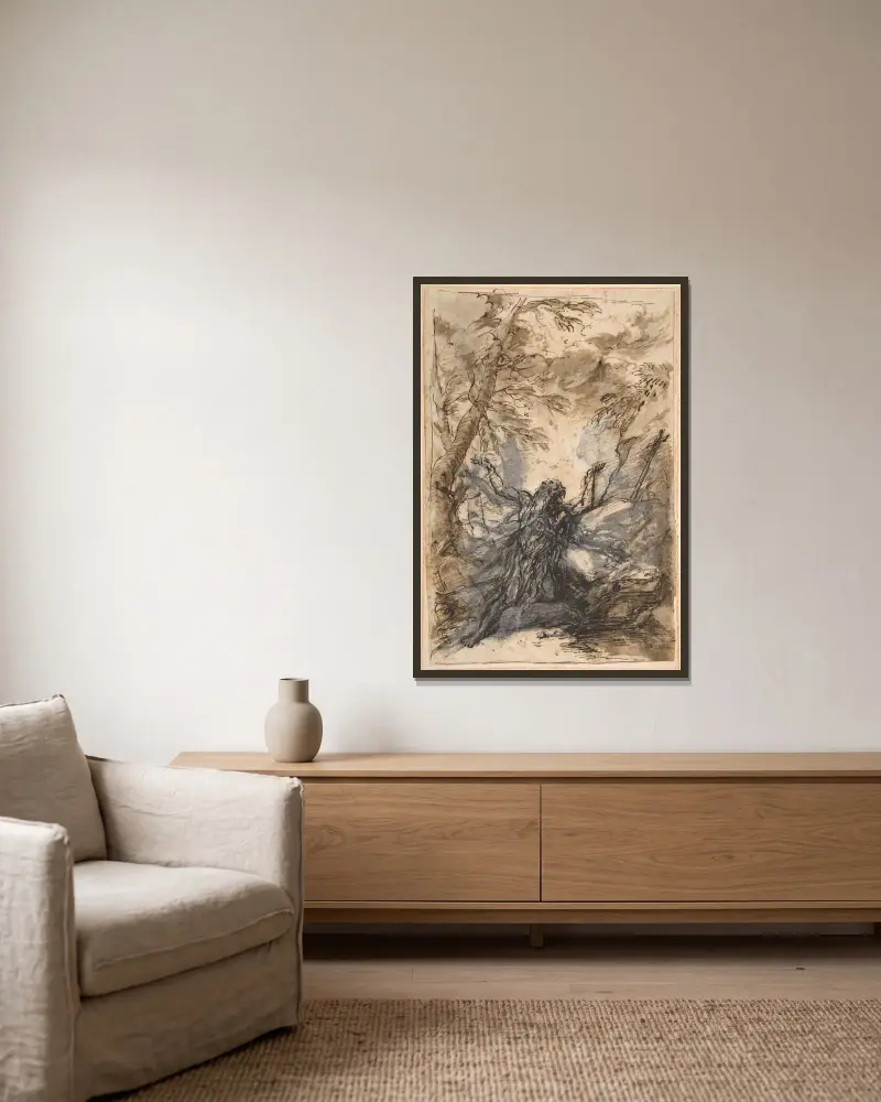Der heilige Paulus als Eremit von Salvator Rosa gerahmt an einer Wand