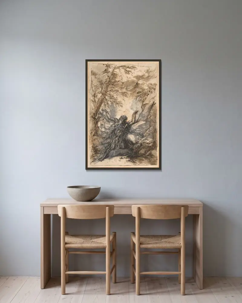 Der heilige Paulus als Eremit von Salvator Rosa gerahmt an einer Wand