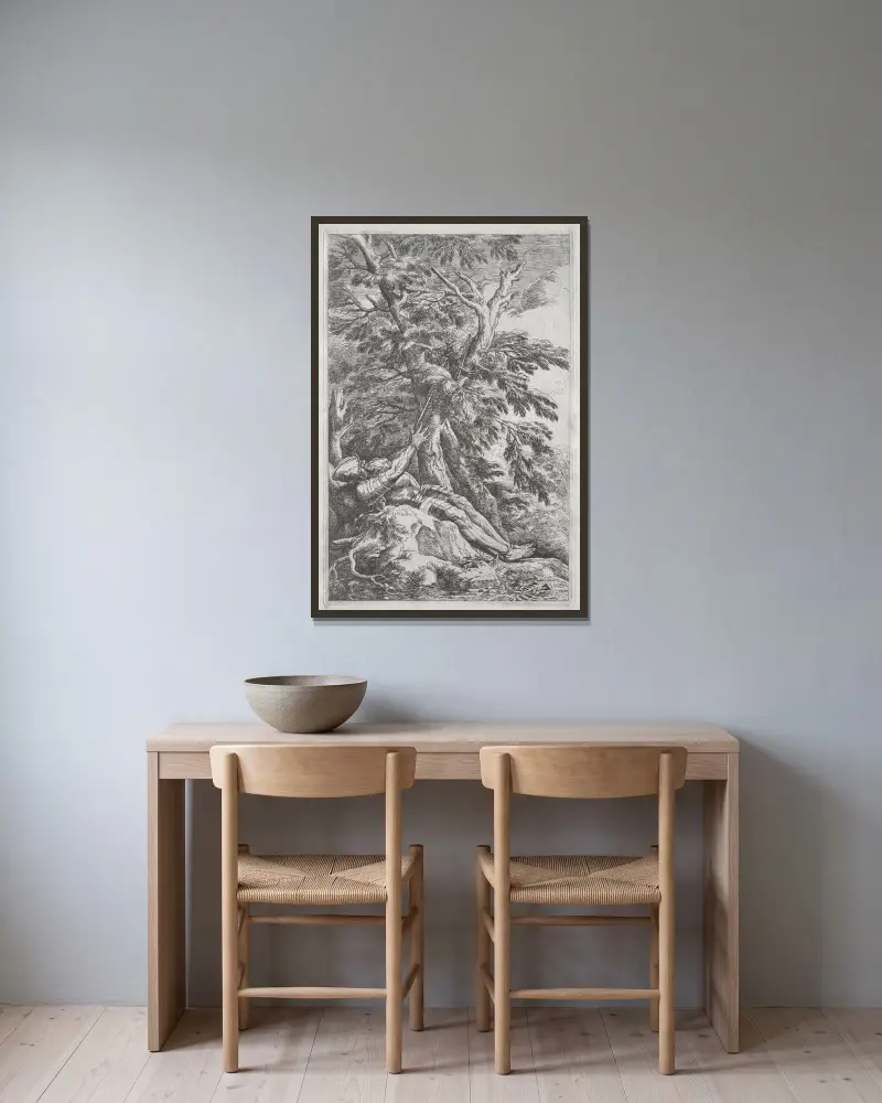 Der heilige Wilhelm der Eremit von Salvator Rosa gerahmt an einer Wand