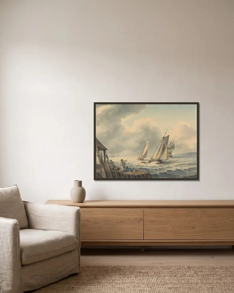 A Seascape von Samuel Howitt gerahmt an einer Wand