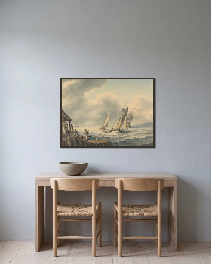 A Seascape von Samuel Howitt gerahmt an einer Wand