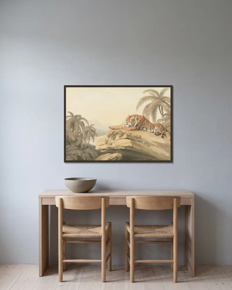 A Tiger Resting, Samuel Howitt w ramie na ścianie