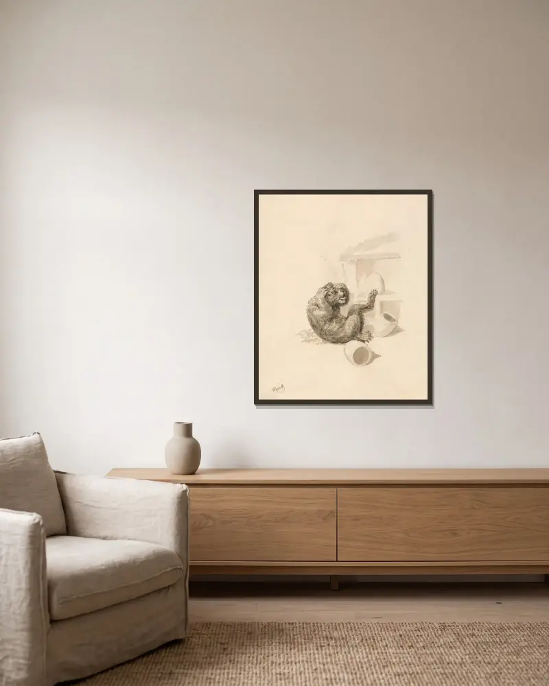 Bear and Bee-Hives von Samuel Howitt gerahmt an einer Wand
