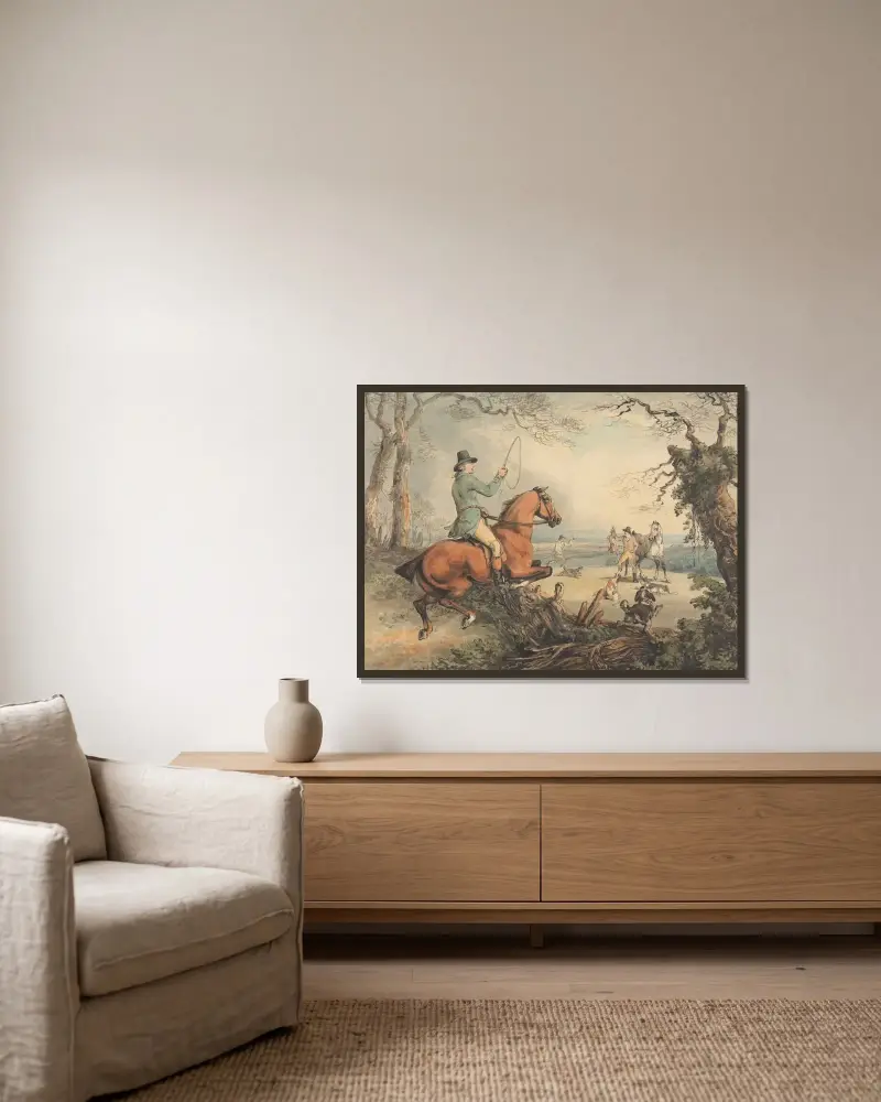 Hetzjagd; Der Fang von Samuel Howitt gerahmt an einer Wand