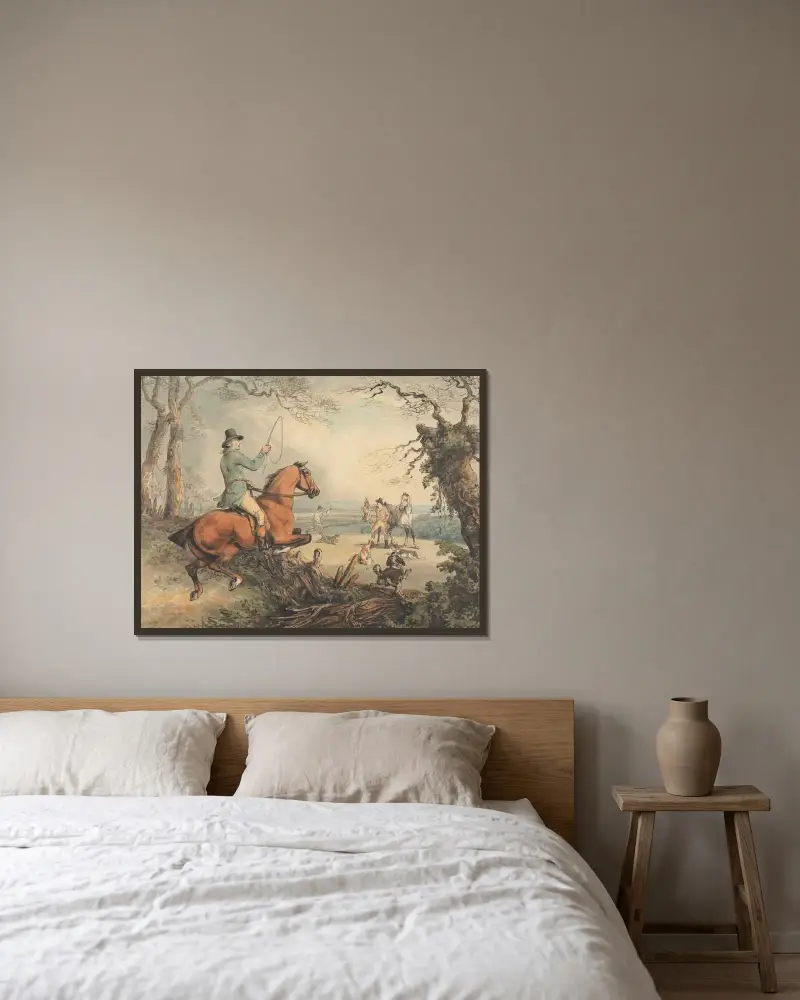 Hetzjagd; Der Fang von Samuel Howitt gerahmt an einer Wand