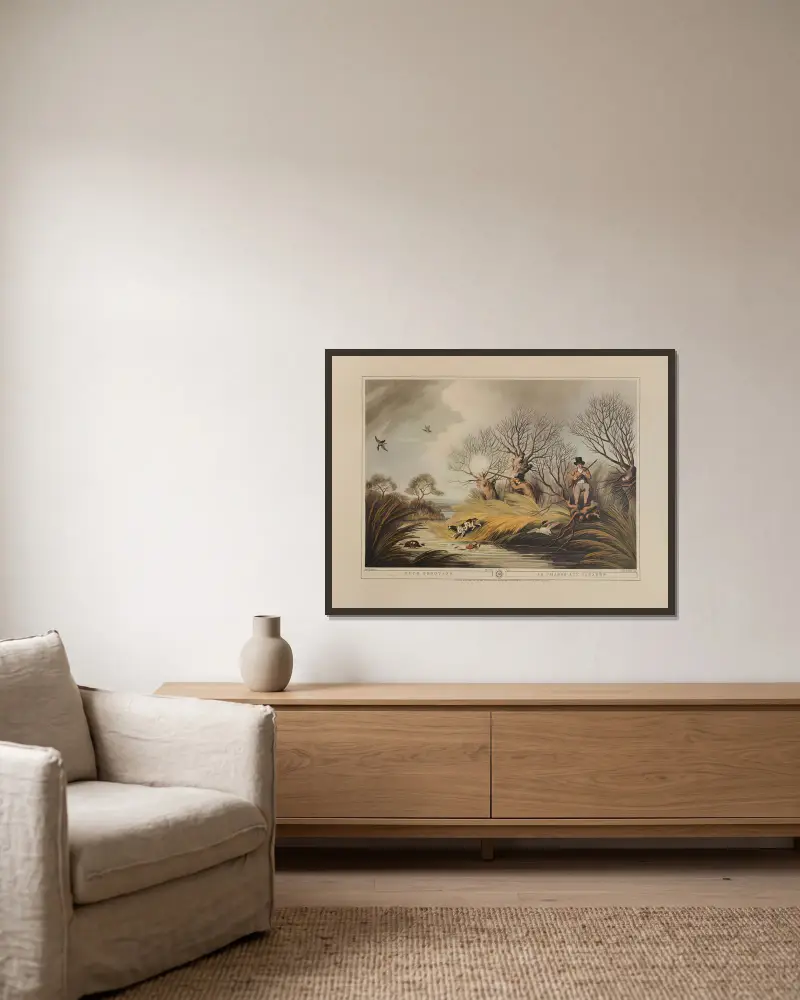 Entenjagd von Samuel Howitt gerahmt an einer Wand