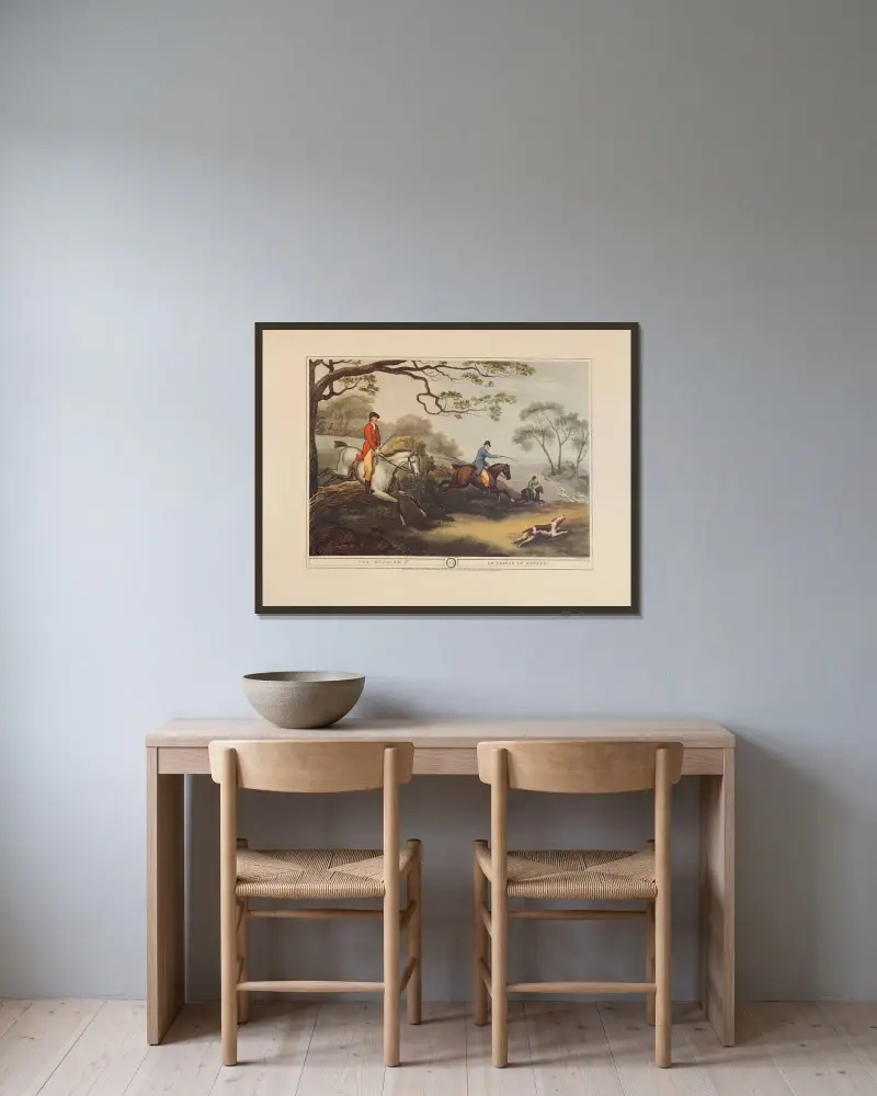 Fuchsjagd, 2 von Samuel Howitt gerahmt an einer Wand