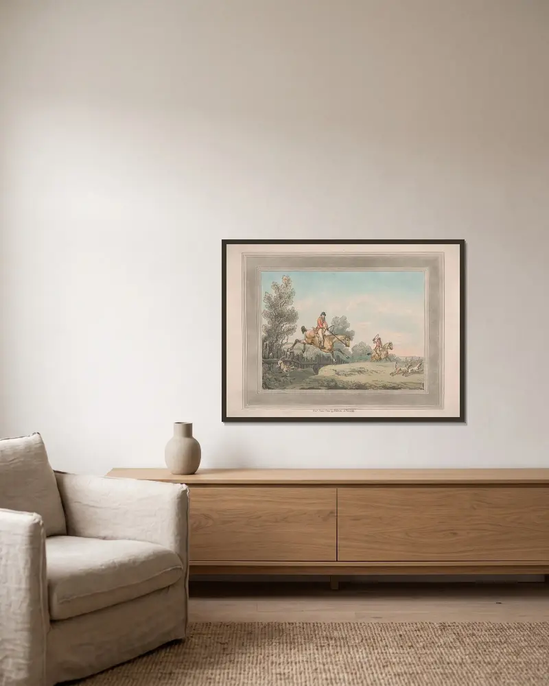 Full Cry von Samuel Howitt gerahmt an einer Wand