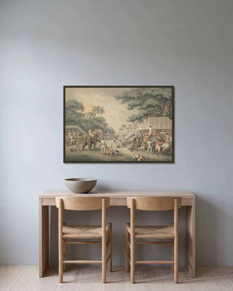 Ut på morgonen av Samuel Howitt inramad på en vägg
