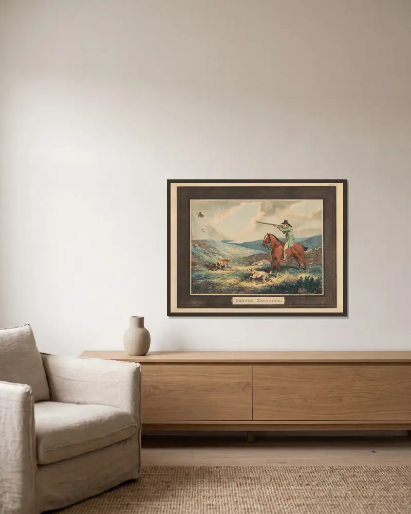 Fasanenjagd, 1796 von Samuel Howitt gerahmt an einer Wand