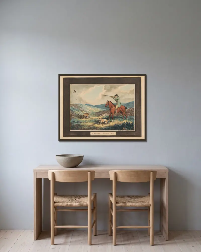 Fasanenjagd, 1796 von Samuel Howitt gerahmt an einer Wand