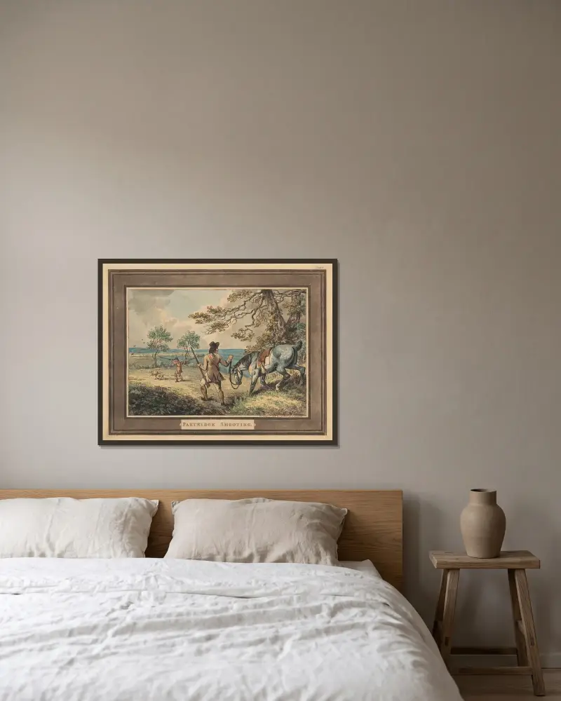 Partridge Shooting von Samuel Howitt gerahmt an einer Wand