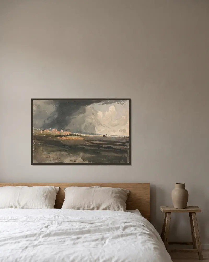 Vid Hailsham, Sussex; en storm annalkande av Samuel Palmer inramad på en vägg