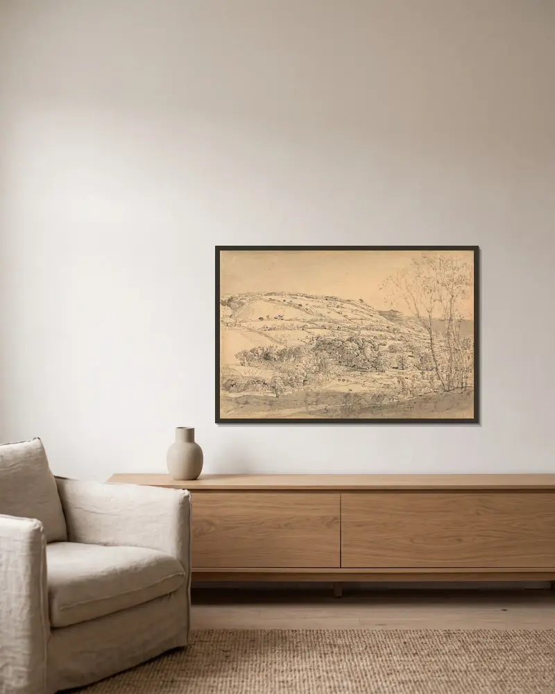 Shoreham, Kent av Samuel Palmer inramad på en vägg