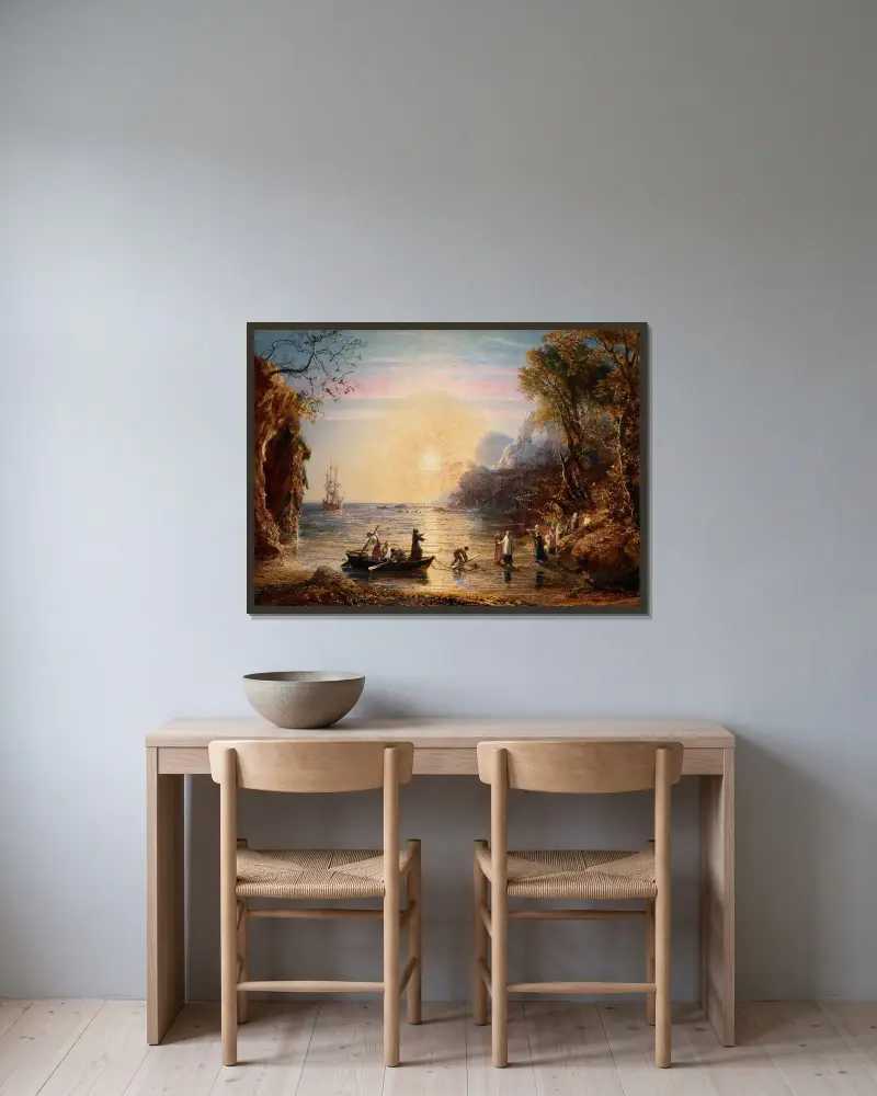 Sankt Paulus landstigning i Italien av Samuel Palmer inramad på en vägg