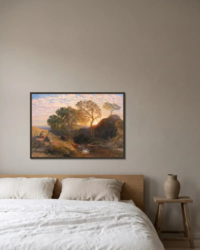 Sonnenuntergang von Samuel Palmer gerahmt an einer Wand