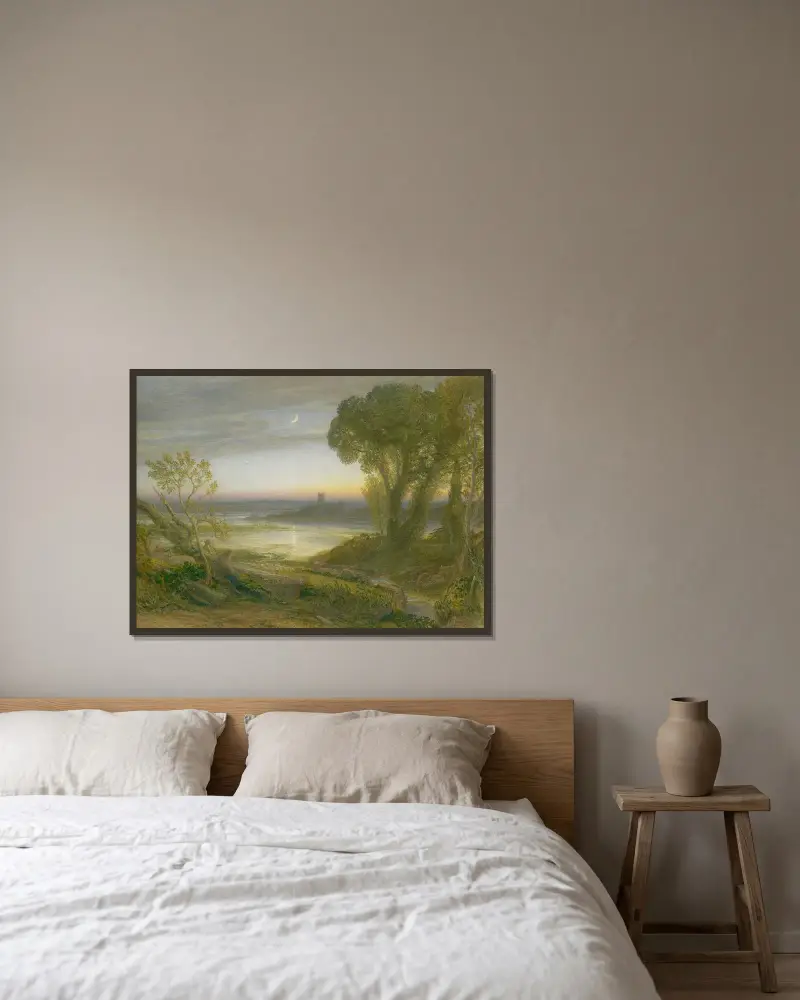 The Curfew von Samuel Palmer gerahmt an einer Wand