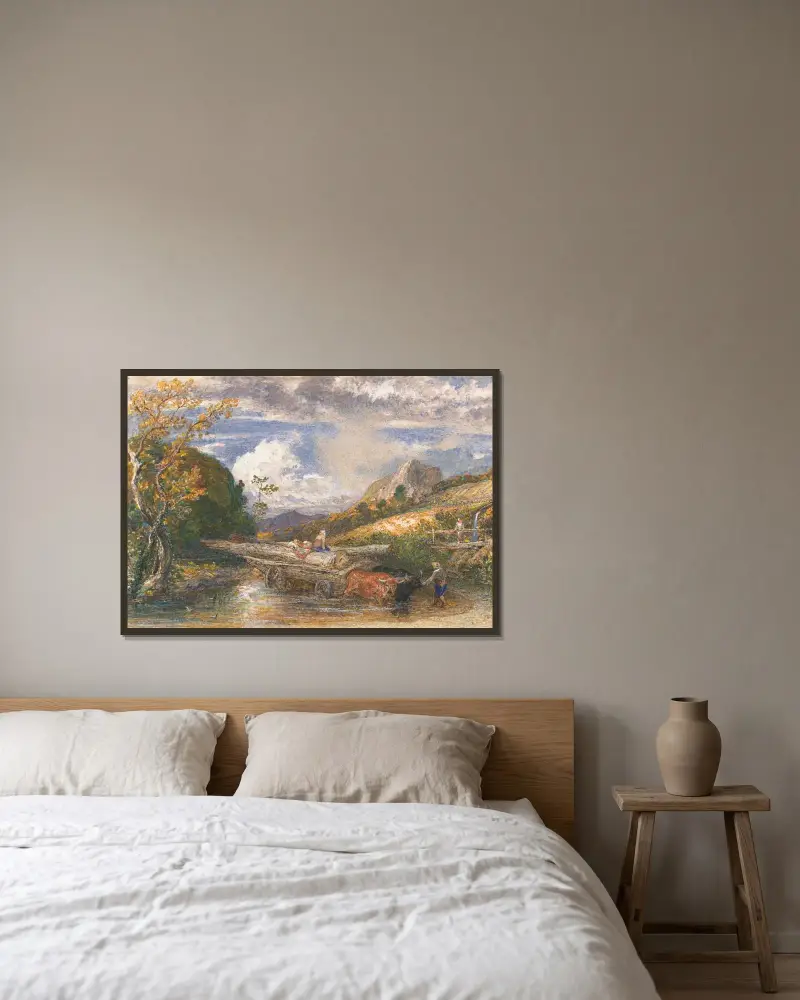 Timber Wagon Crossing a Stream von Samuel Palmer gerahmt an einer Wand