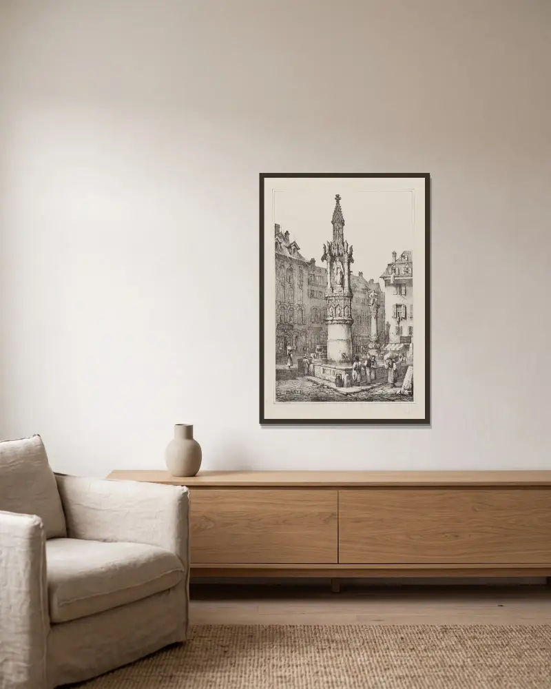 Basel, 1839 – Nr. 1 von Samuel Prout gerahmt an einer Wand