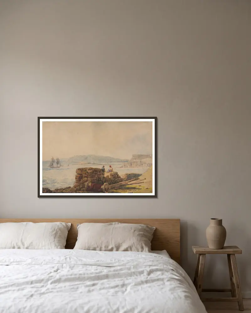 Drake’s Island, Plymouth av Samuel Prout inramad på en vägg
