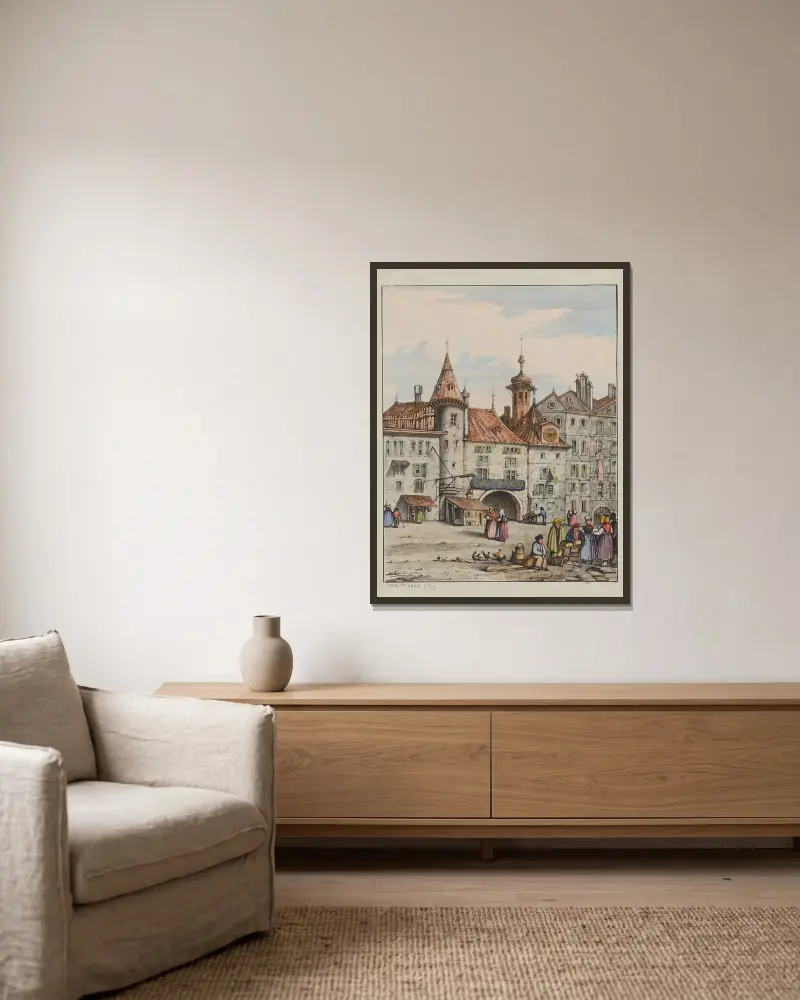 Le Molard von Samuel Prout gerahmt an einer Wand