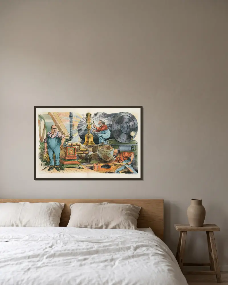 Rozpalanie niewłaściwego kotła, John Samuel Pughe w ramie na ścianie