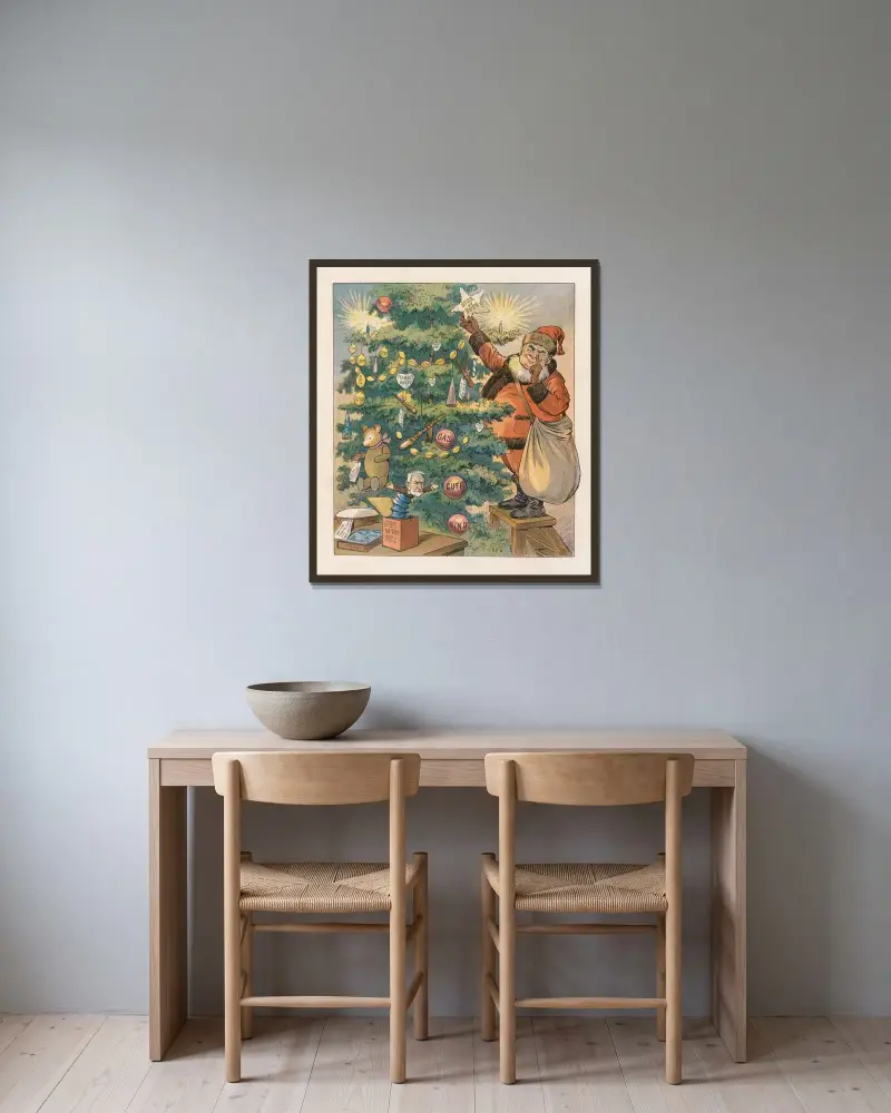 Trimming the Filipino’s Christmas tree av John Samuel Pughe inramad på en vägg