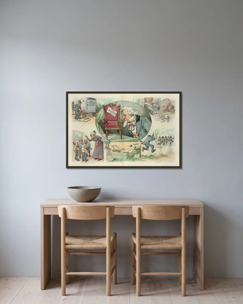 Ledig plats sökes av John Samuel Pughe inramad på en vägg