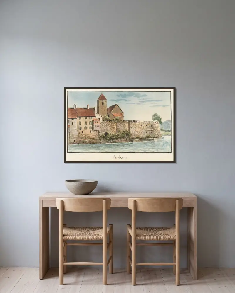 Aarberg von Jakob Samuel Weibel gerahmt an einer Wand