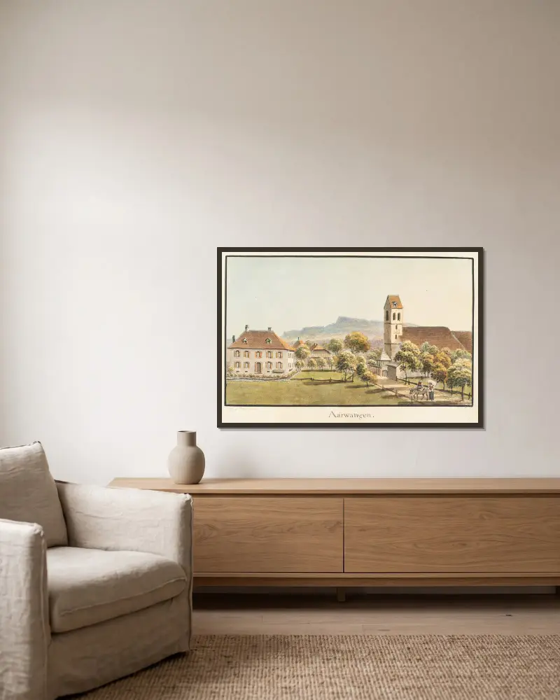 Aarwangen von Jakob Samuel Weibel gerahmt an einer Wand