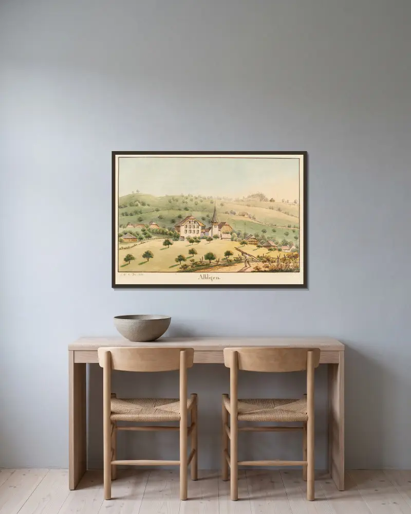 Albligen von Jakob Samuel Weibel gerahmt an einer Wand