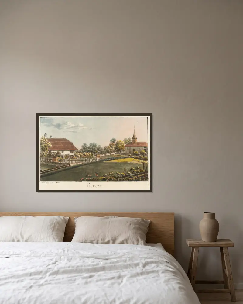 Bargen von Jakob Samuel Weibel gerahmt an einer Wand