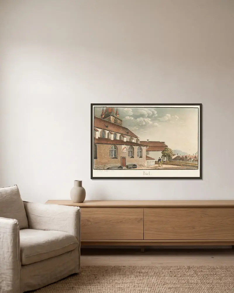 Biel von Jakob Samuel Weibel gerahmt an einer Wand