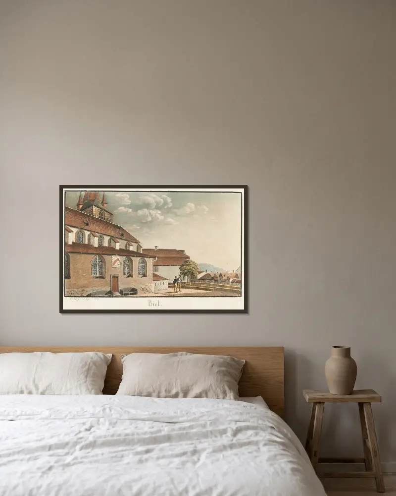 Biel von Jakob Samuel Weibel gerahmt an einer Wand