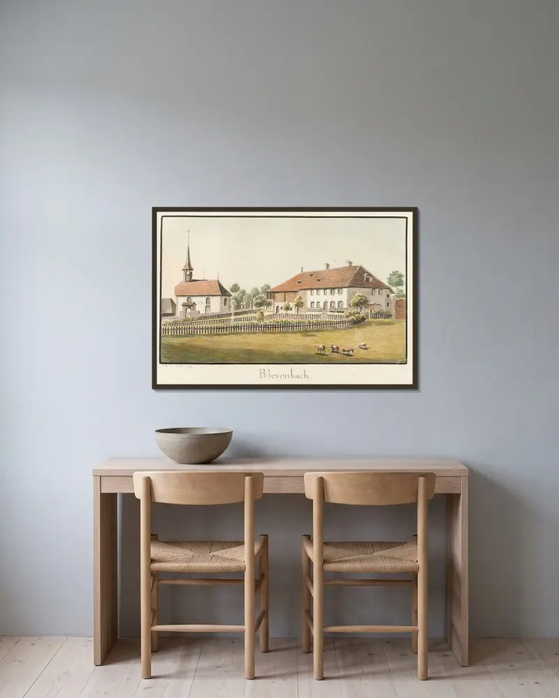 Bleyenbach. av Jakob Samuel Weibel inramad på en vägg