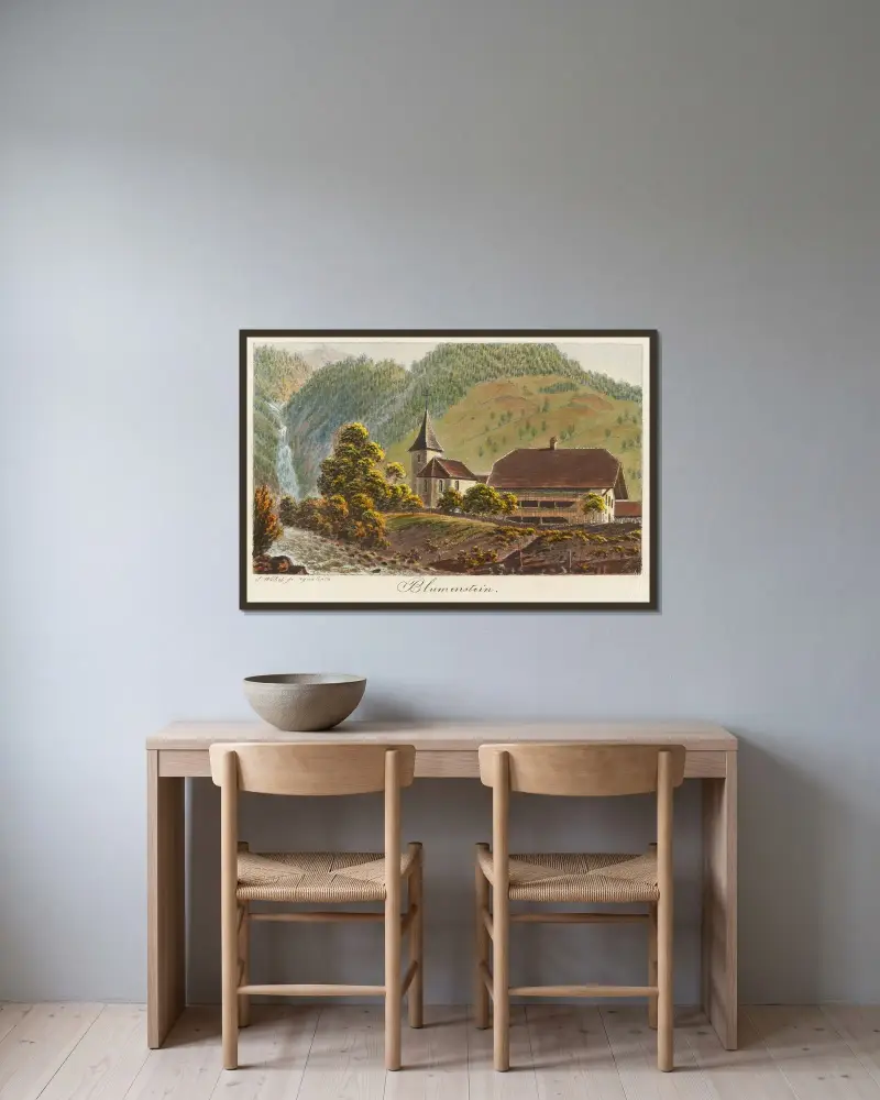 Blumenstein av Jakob Samuel Weibel inramad på en vägg