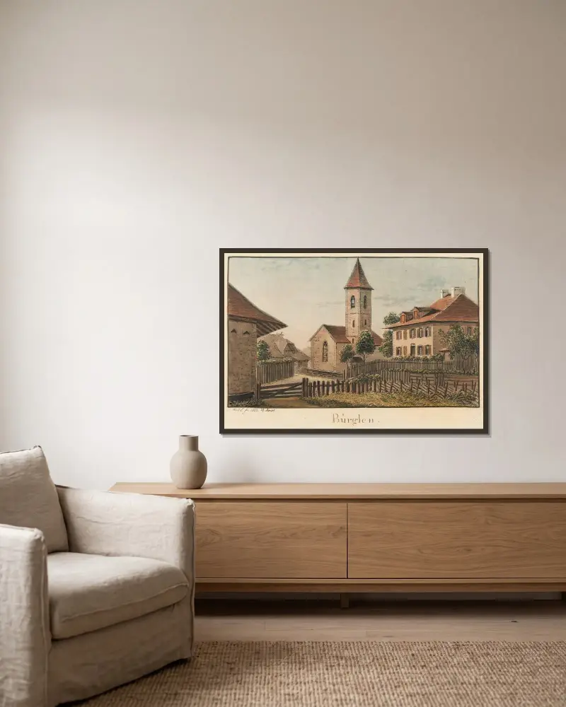 Bürglen von Jakob Samuel Weibel gerahmt an einer Wand